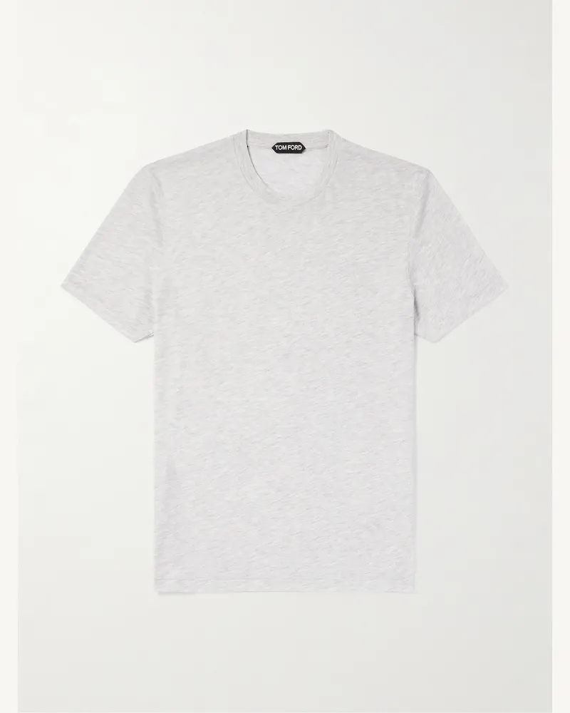 Tom Ford Schmal geschnittenes T-Shirt aus Jersey aus einer Baumwollmischung Grau