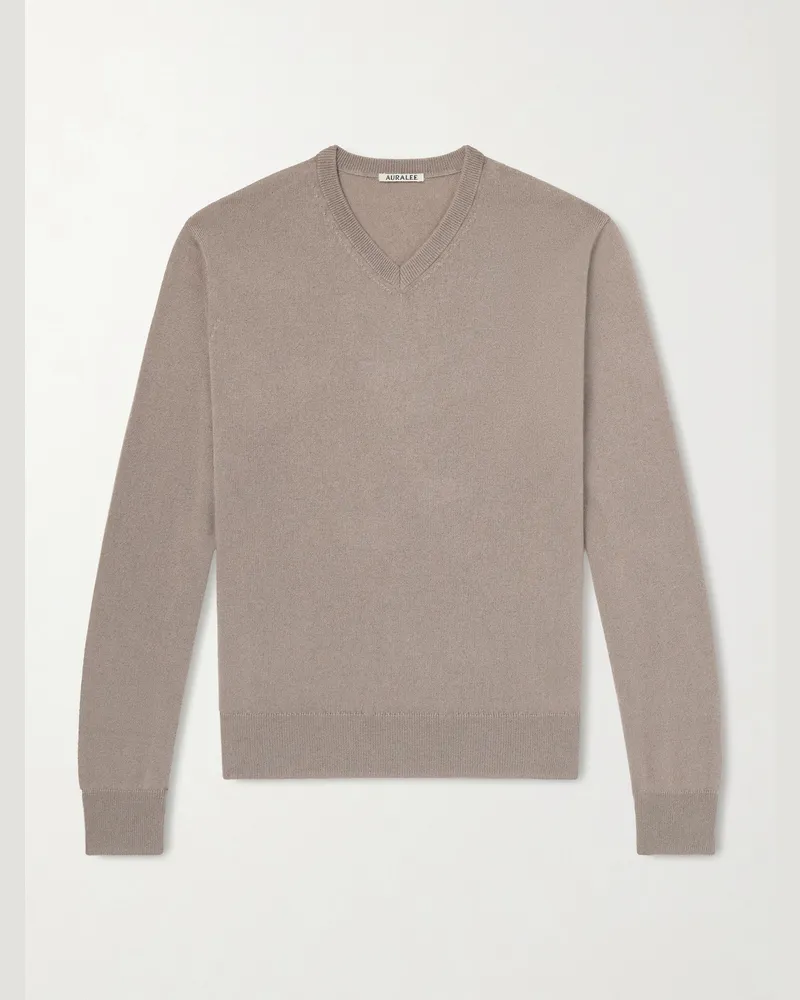 AURALEE Pullover aus einer Kaschmir-Seidenmischung Braun