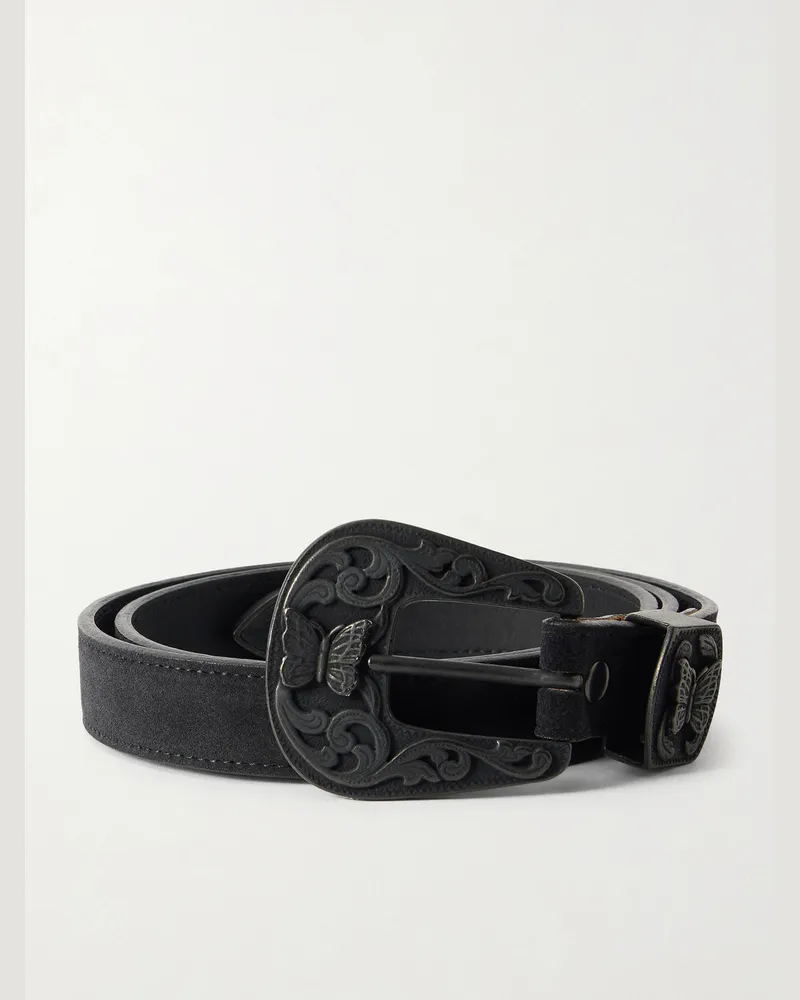 NEEDLES Papillon 2.5cm Suede Belt Black