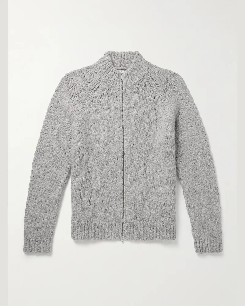 MR P. Alpaca-Blend Bouclé Zip-Up Cardigan Gray