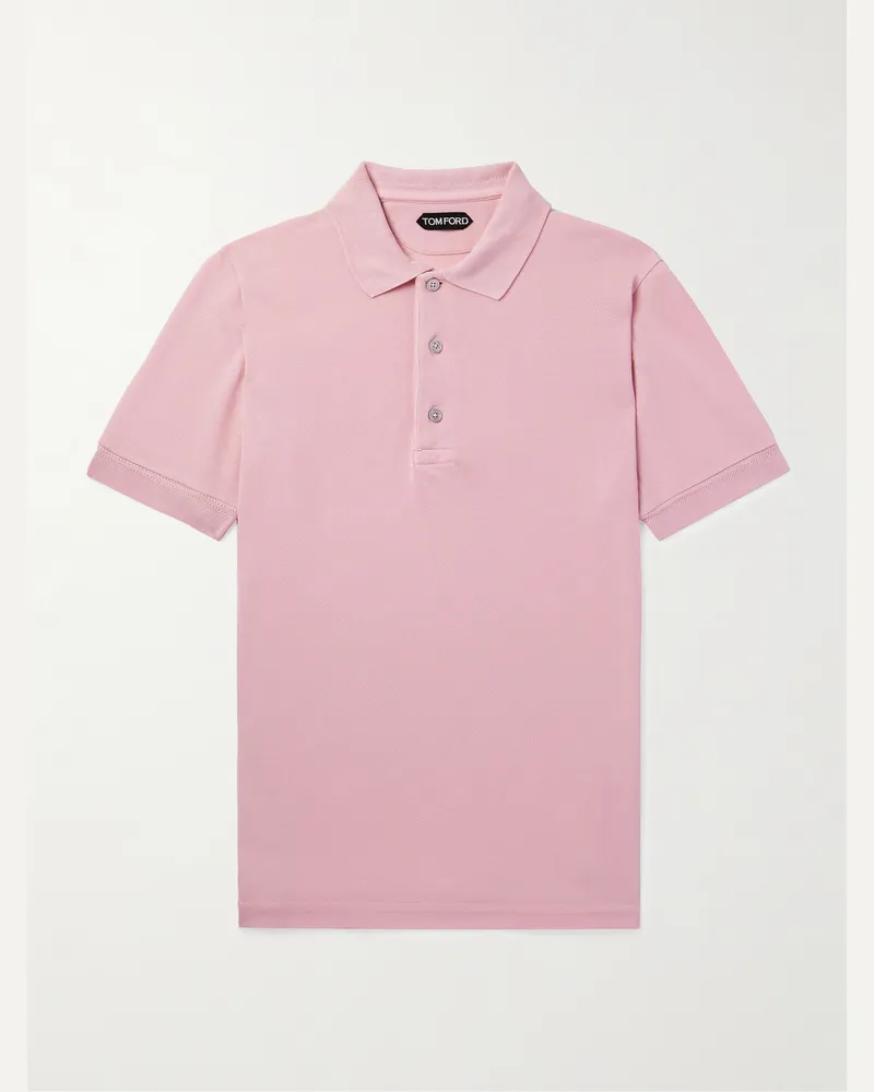 Tom Ford Polohemd aus Piqué aus einer Lyocell-Baumwollmischung Pink