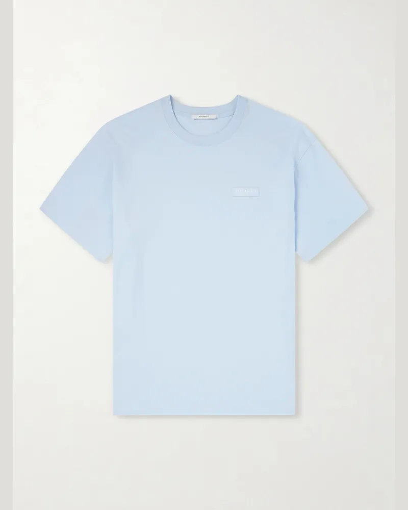 Givenchy Logo-Appliquéd Cotton-Jersey T-Shirt Blue