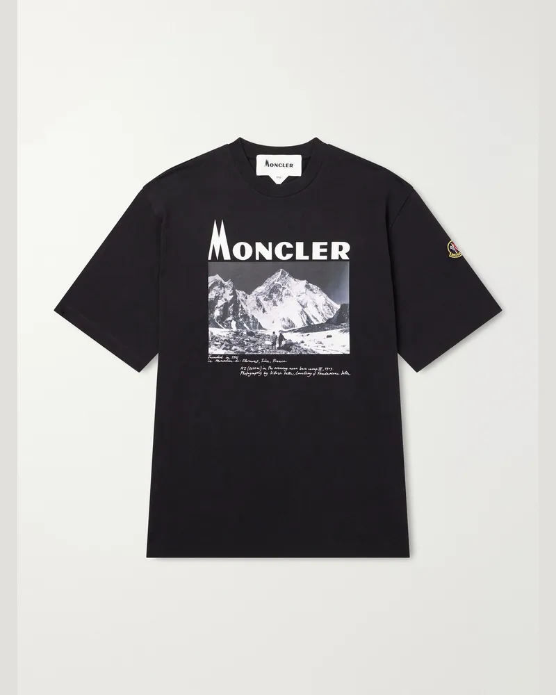 Moncler Logo-Print Cotton-Jersey T-Shirt Black