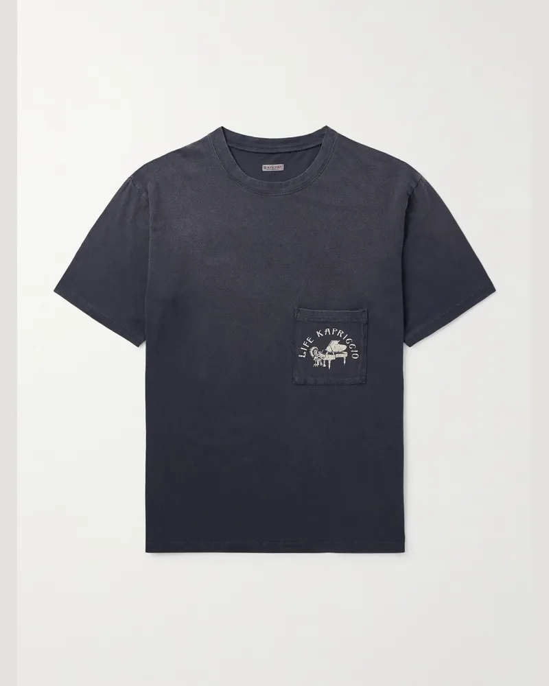 KAPITAL Life Kapriccio Printed Cotton-Jersey T-Shirt Black