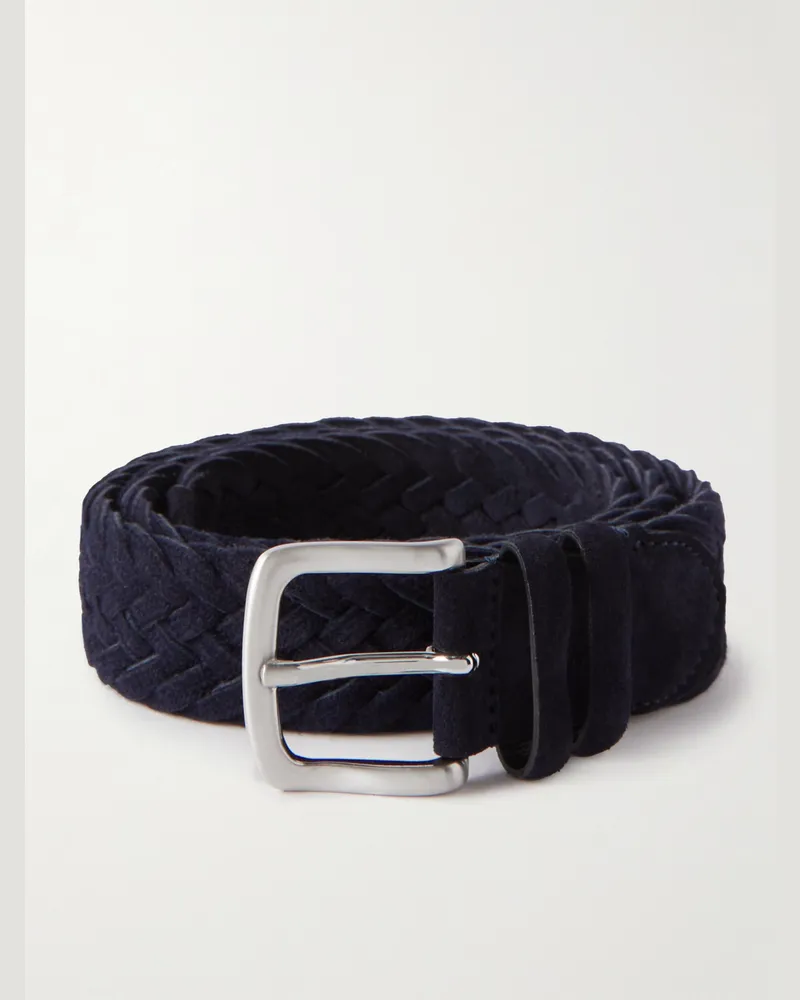 MR P. Geflochtener Gürtel aus Veloursleder, 3,5 cm Blau