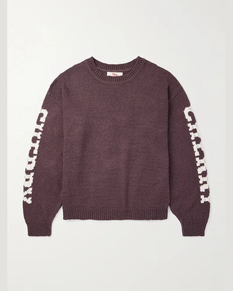 Cherry Los Angeles Pullover aus Baumwolle mit Intarsienlogomotiven Braun