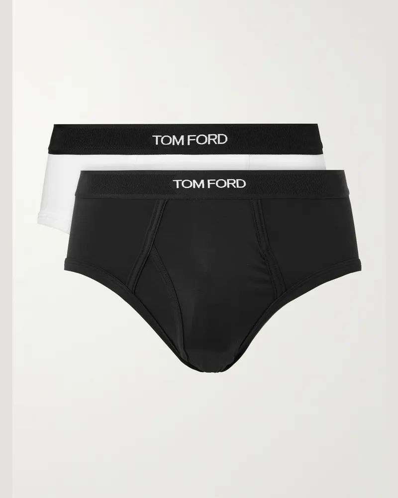 Tom Ford Set aus zwei Slips aus einer Stretch-Baumwoll-Modalmischung Schwarz