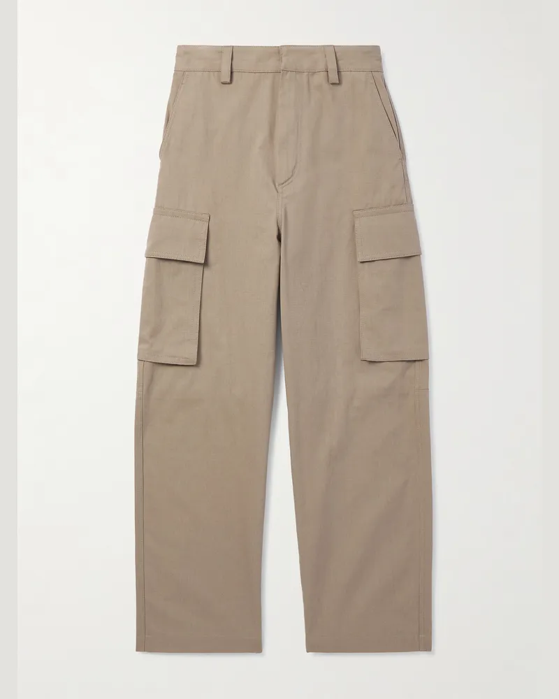 Bottega Veneta Wide-Leg Cotton-Twill Cargo Trousers Gray