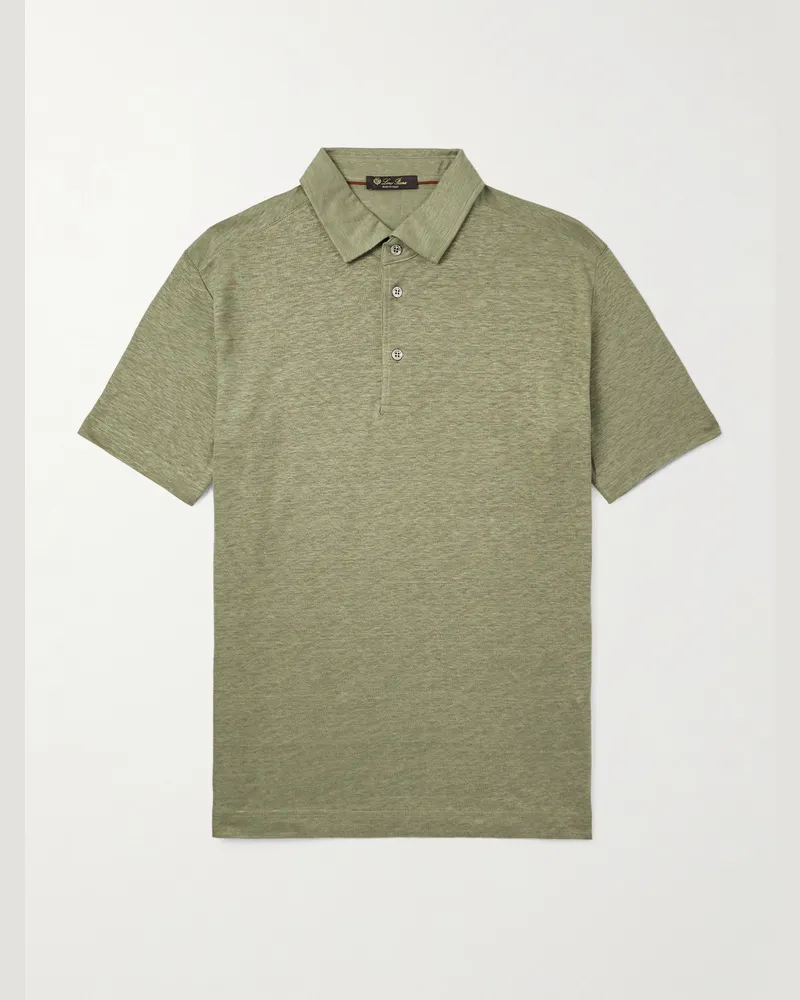 Loro Piana Polohemd aus Leinen Grün