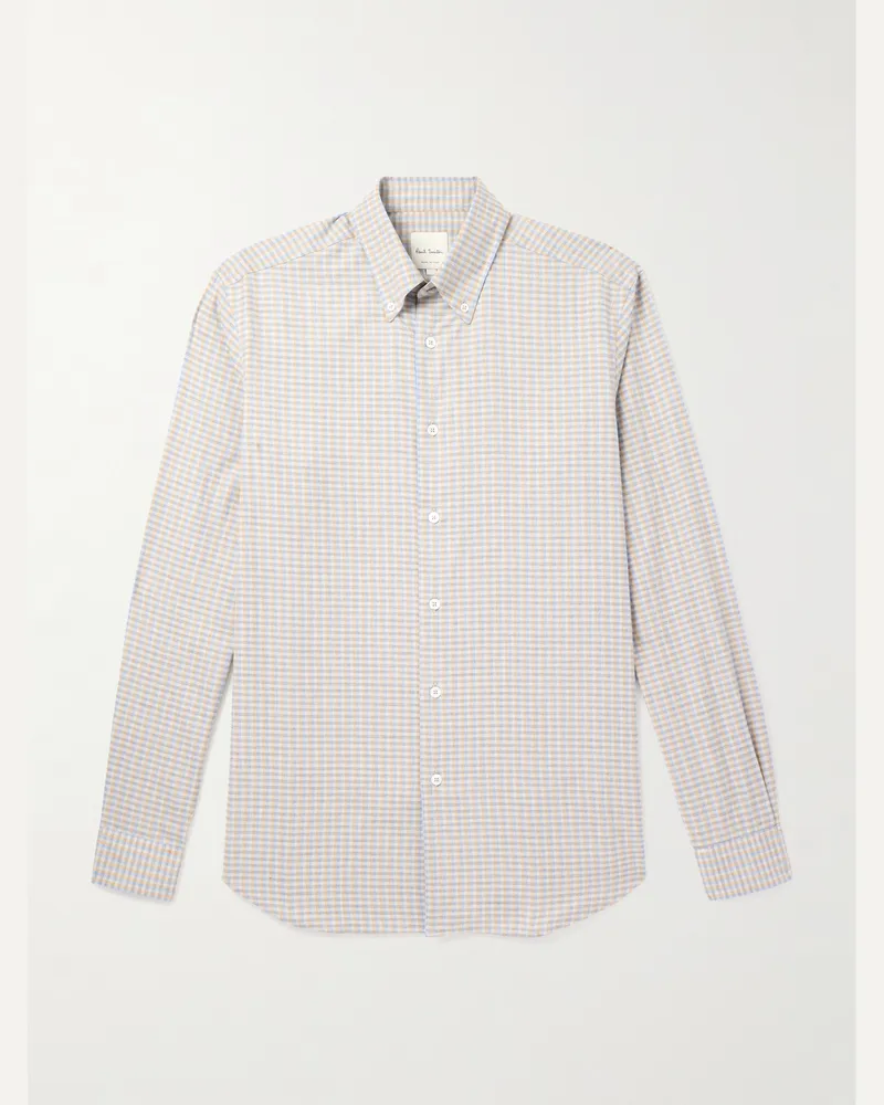 Paul Smith Kariertes Hemd aus Baumwolle mit Button-Down-Kragen Grau