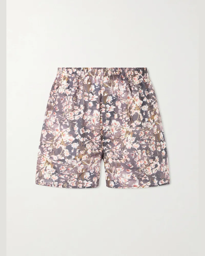 Sunspel Printed Cotton Boxer Shorts Brown