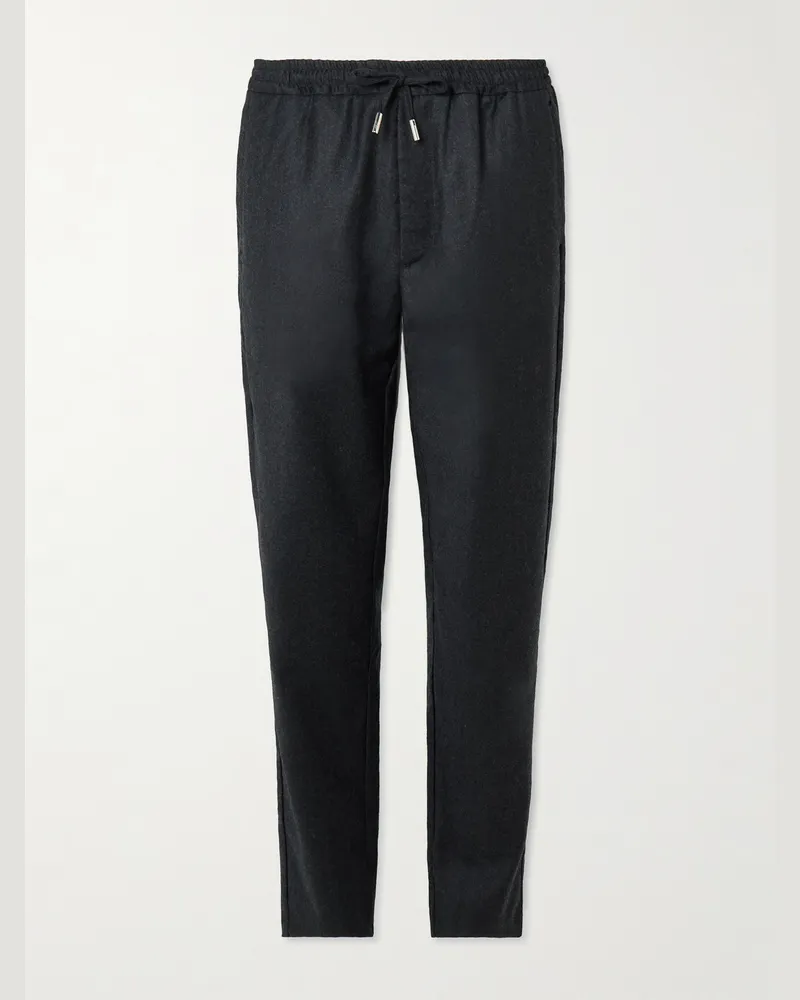 MR P. James Slim-Fit Wool-Flannel Drawstring Suit Trousers Gray