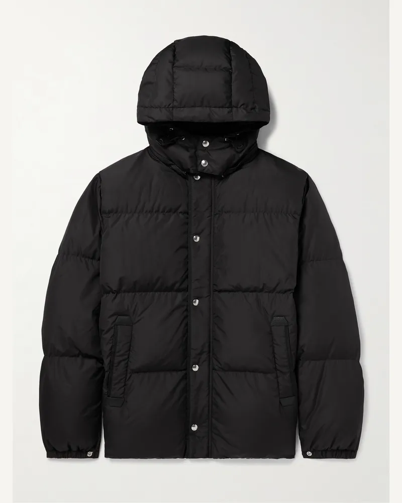MR P. Padded Recycled-Shell Hooded Down Jacket Black