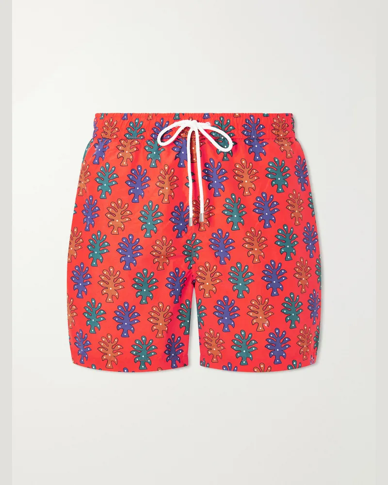 Drake's Straight-Leg Mid-Length Printed Swim Shorts Red
