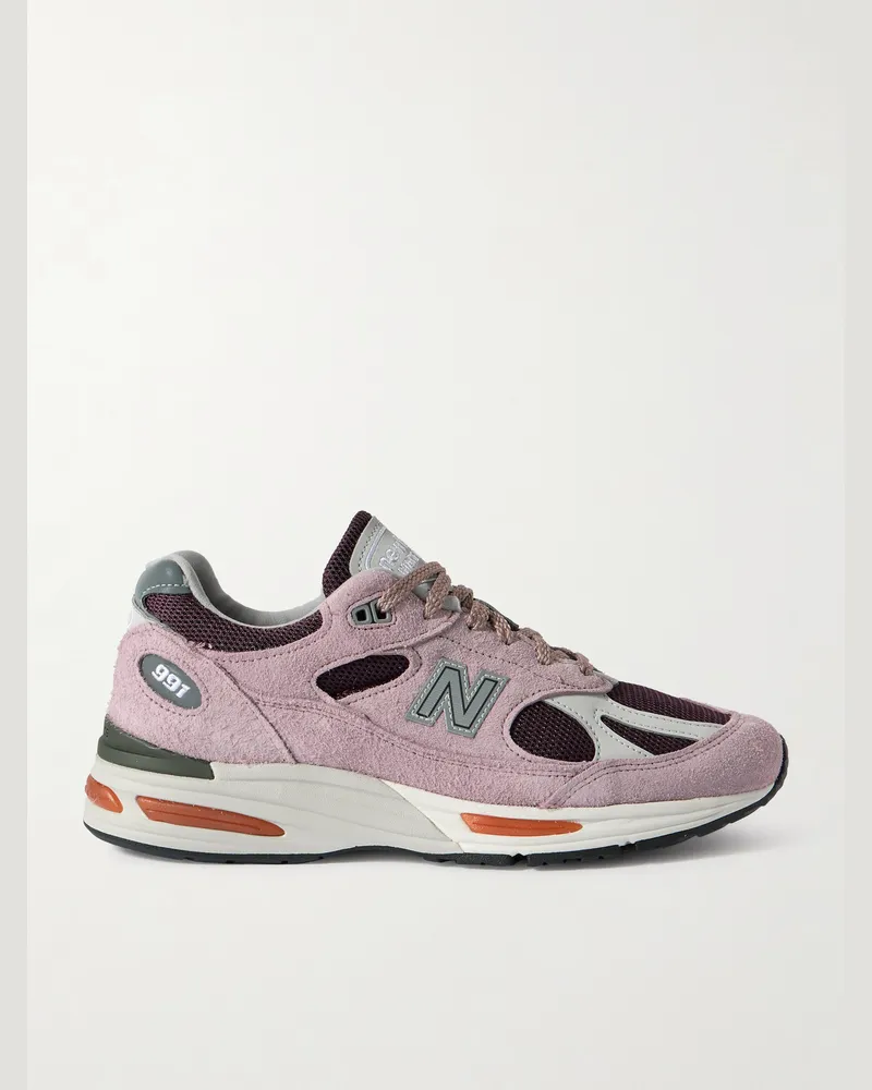 New Balance 991v2 Sneakers aus Veloursleder und Mesh Pink