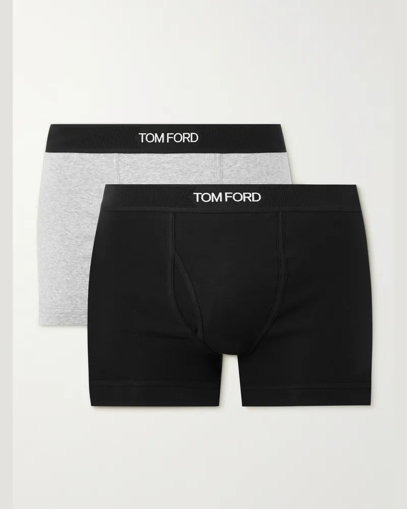 Tom Ford Two-Pack Stretch-Cotton Jersey Boxer Briefs Black