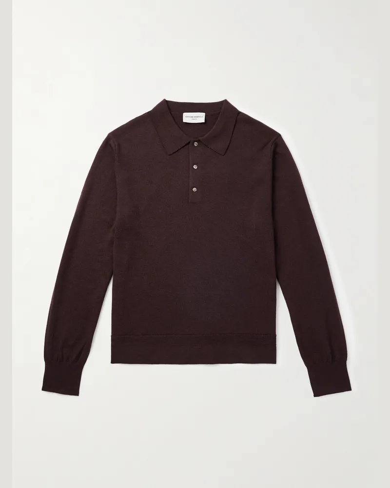 Officine Generale Brandon Pullover aus Merinowolle mit Polokragen Braun