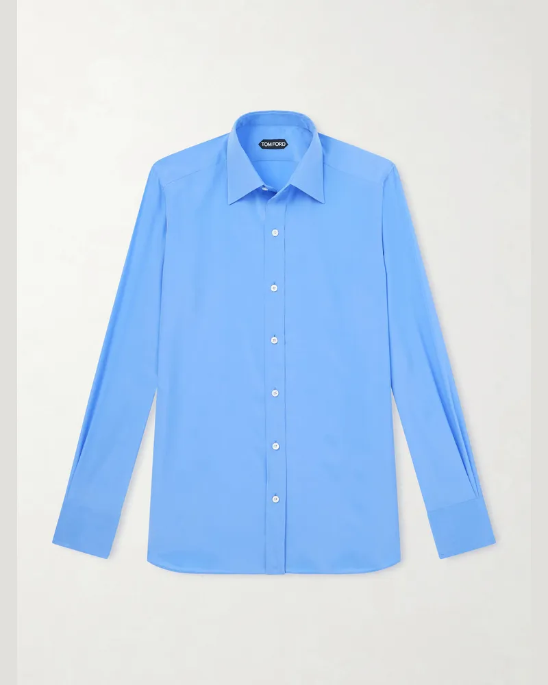 Tom Ford Hemd aus Seiden-Charmeuse Blau