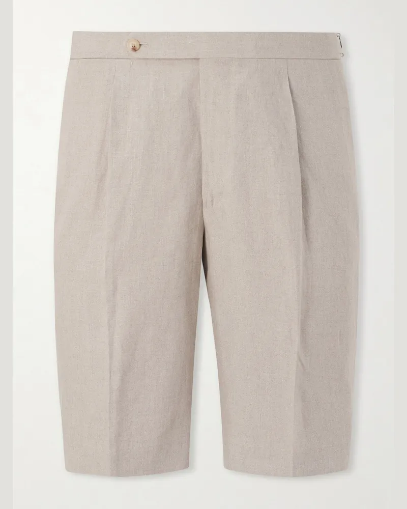 De Petrillo Gerade geschnittene Shorts aus Leinen Neutral
