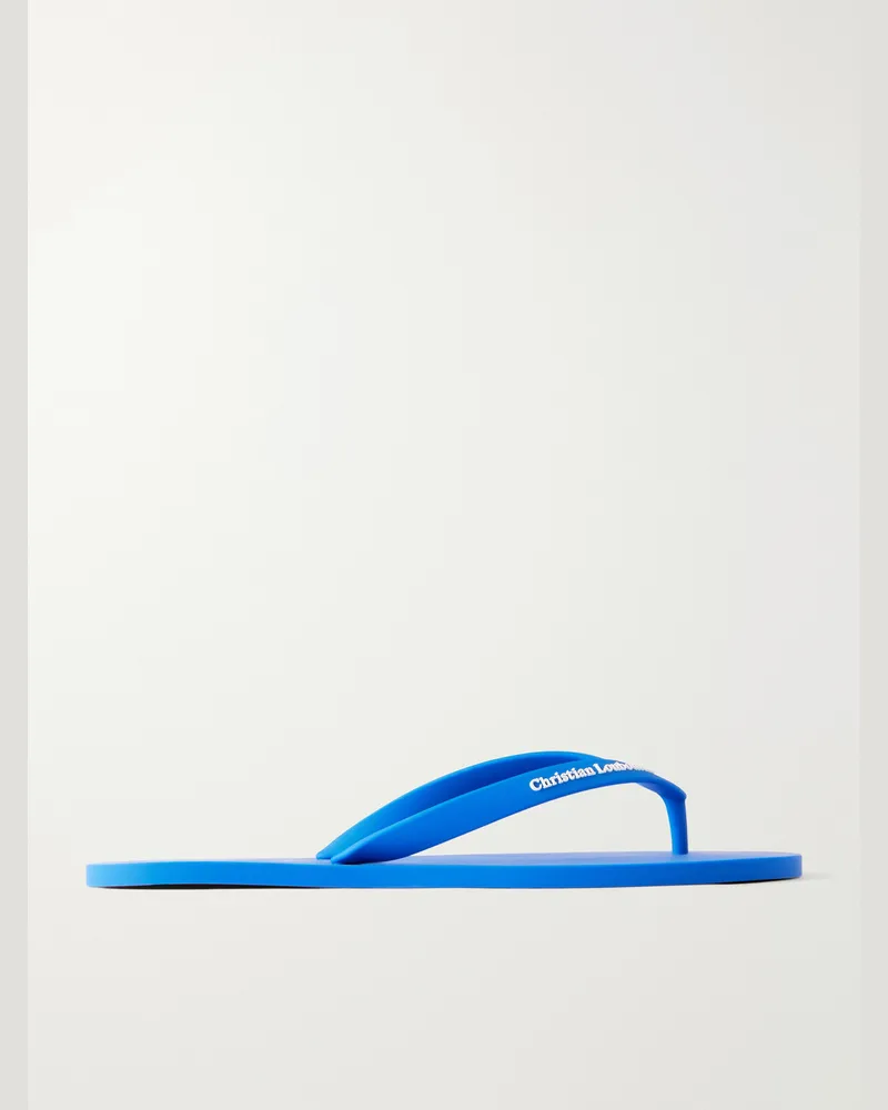 Christian Louboutin Logo-Embossed Rubber Flip Flops Blue