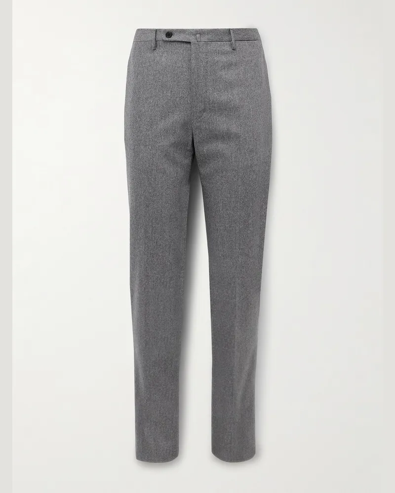 Incotex Schmal geschnittene Hose aus Flanell aus einer Wollmischung Grau