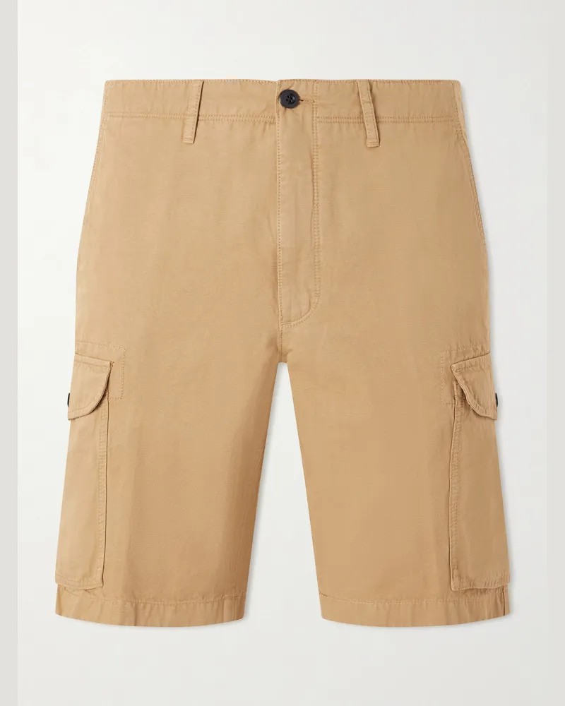 Slowear Straight-Leg Cotton and Linen-Blend Shorts Neutrals