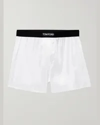 Tom Ford Boxershorts aus Stretch-Seidensatin mit Samtbesatz Neutral