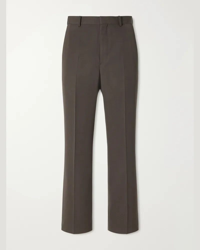 AURALEE Straight-Leg Wool-Gabardine Trousers Brown