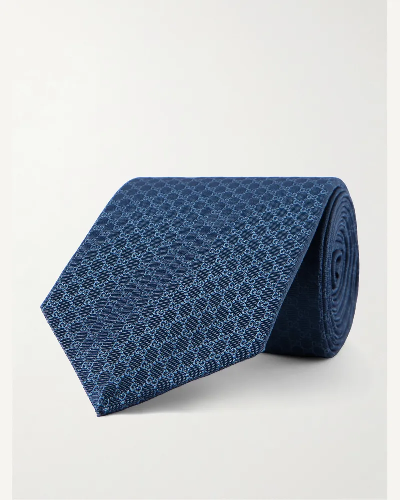 Gucci Krawatte aus Seiden-Jacquard mit Logomuster, 7 cm Blau