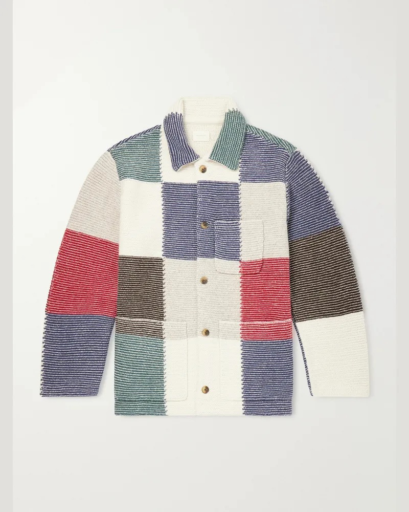 Aimé Leon Dore Patchwork Intarsia-Knit Wool-Blend Jacket Multi