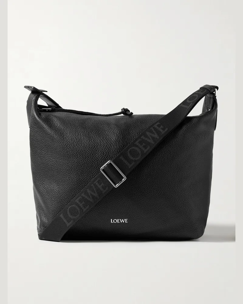 Loewe Cubi Full-Grain Leather Messenger Bag Black