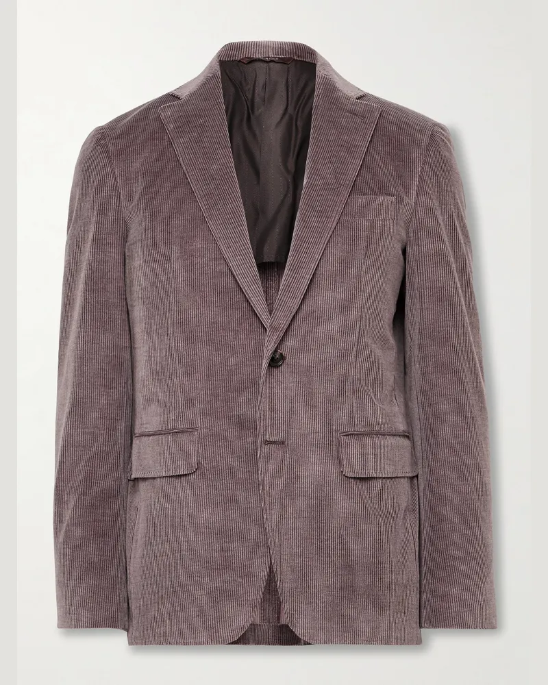 Canali Kei Slim-Fit Cotton-Blend Corduroy Suit Jacket Purple
