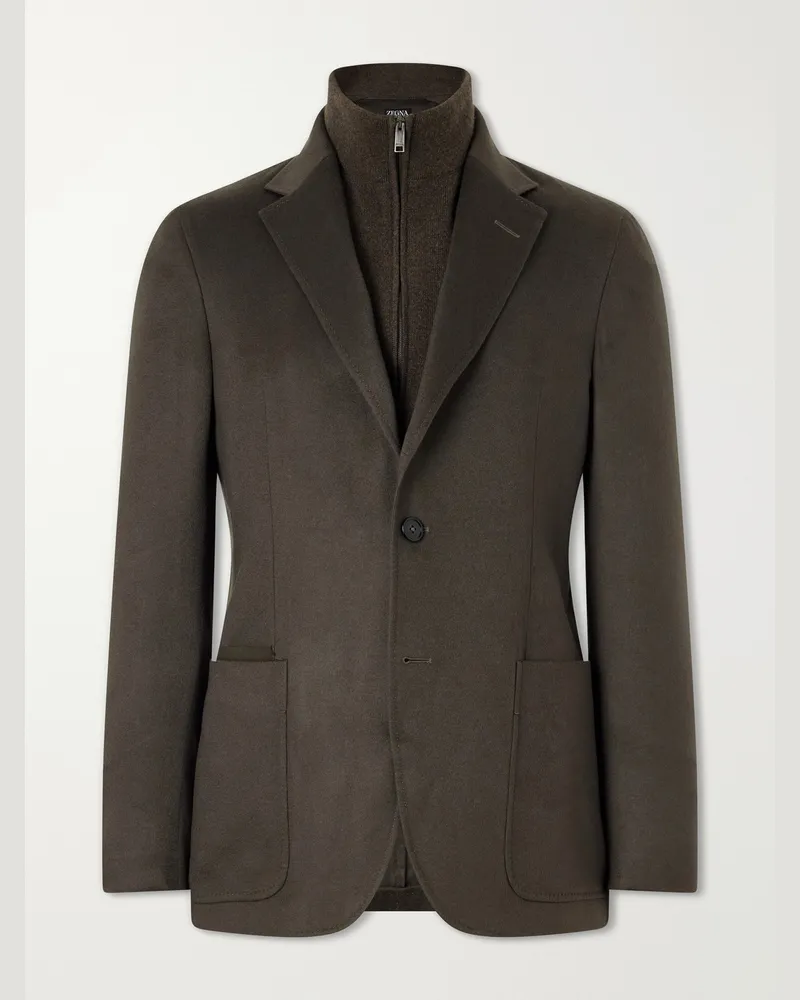 Ermenegildo Zegna Oasi Cashmere Zip-Up Blazer Green