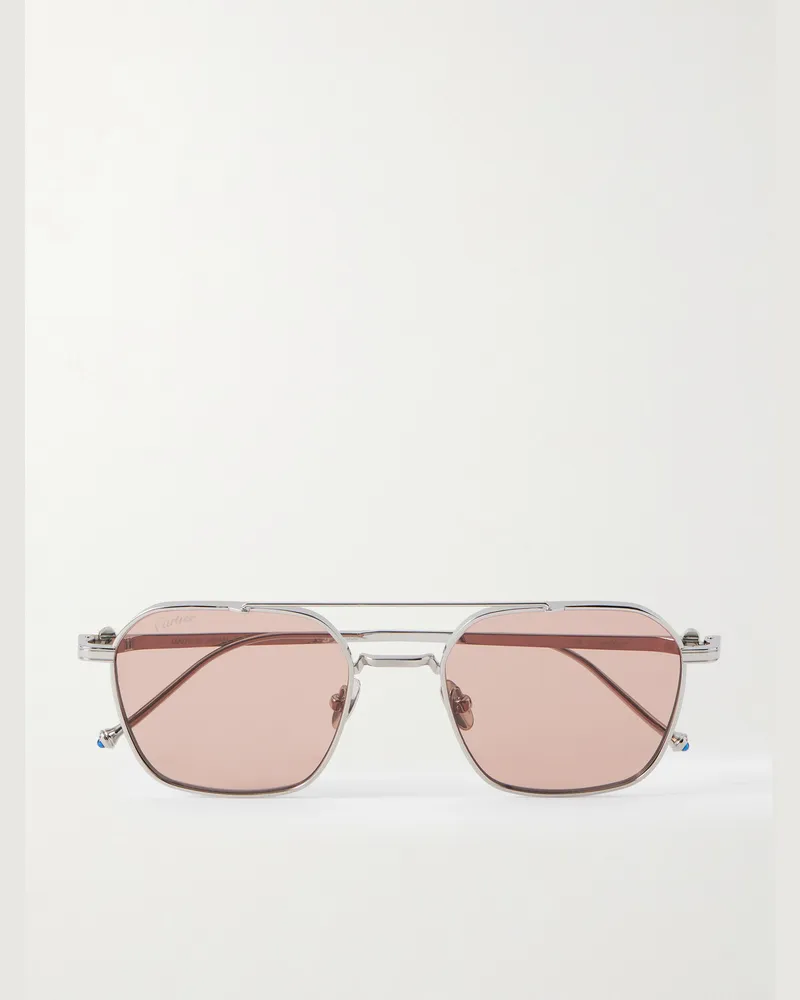 Cartier Pasha silberfarbene Pilotensonnenbrille Silber
