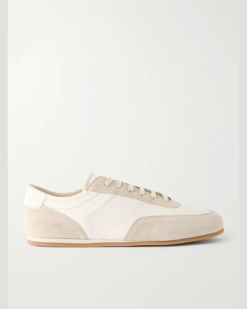 Common Projects Minimal Runner Suede-Trimmed Leather Sneakers White