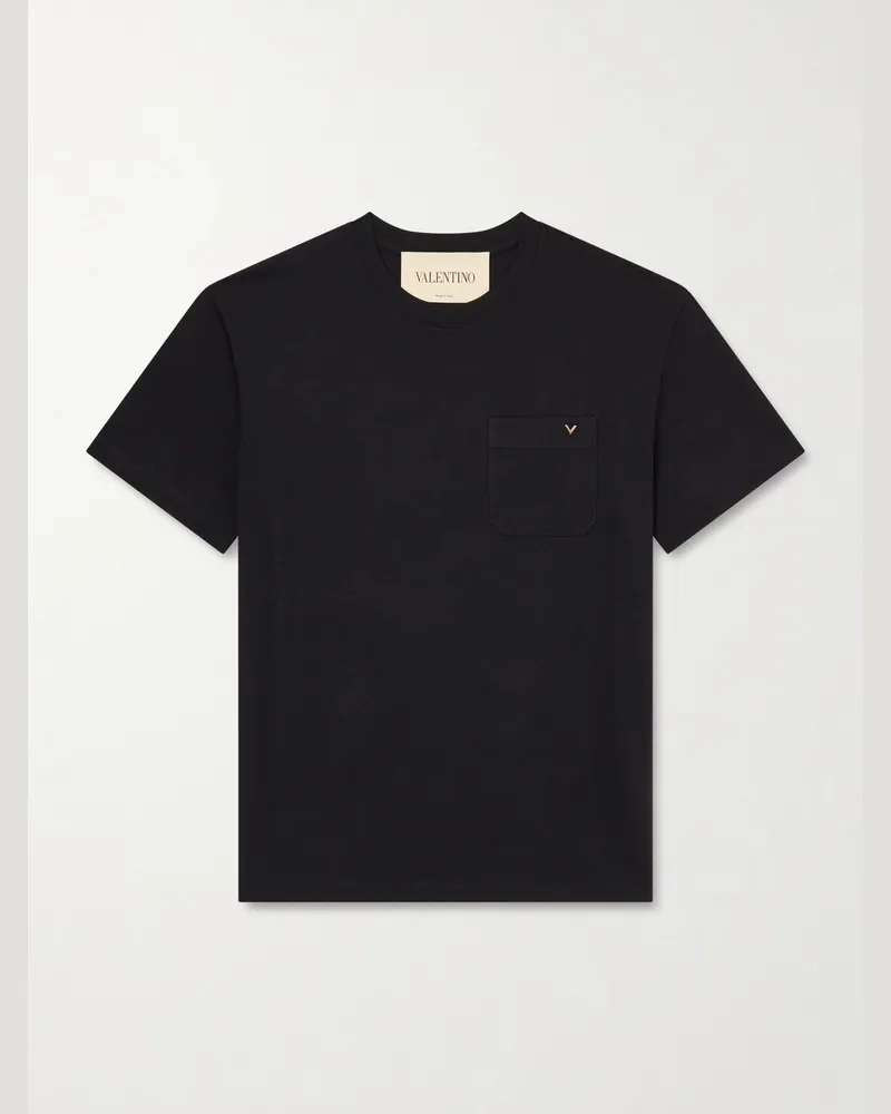 Valentino Garavani VGold Cotton-Jersey T-Shirt Black