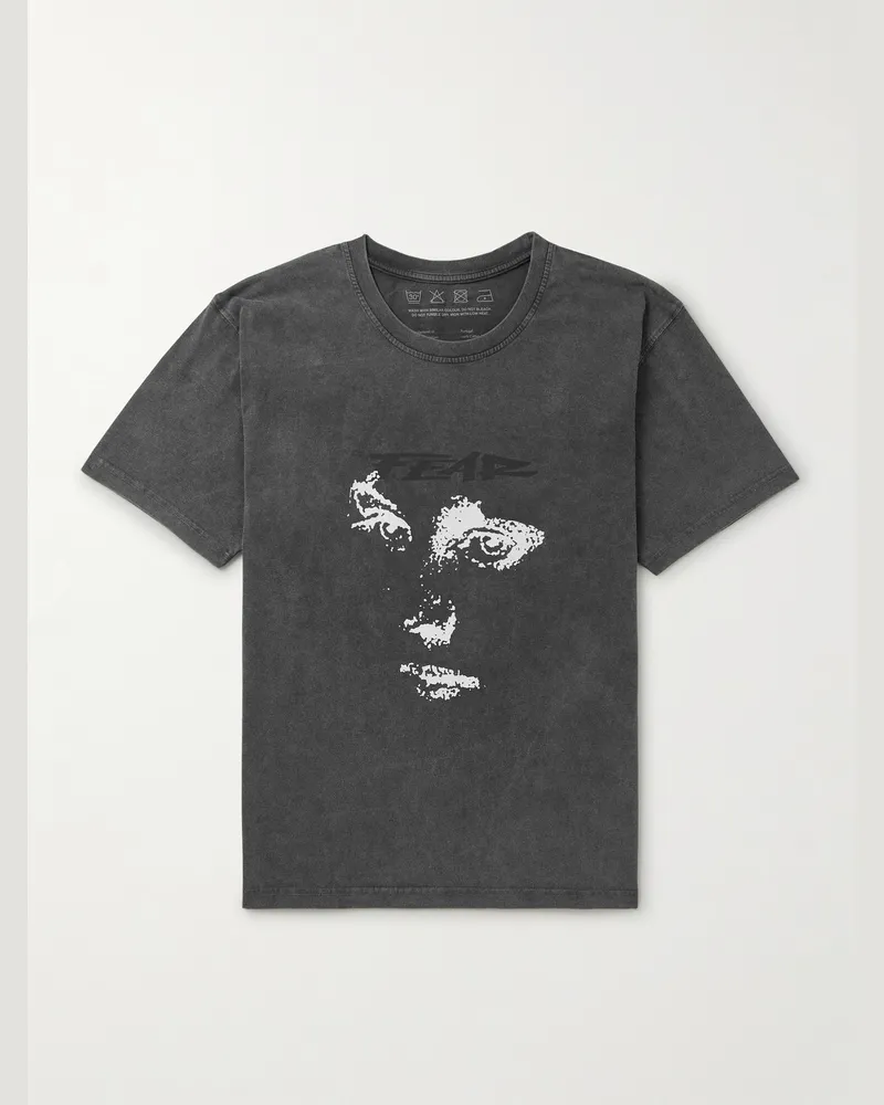 Mfpen Merch Cropped Printed Organic Cotton-Jersey T-Shirt Gray