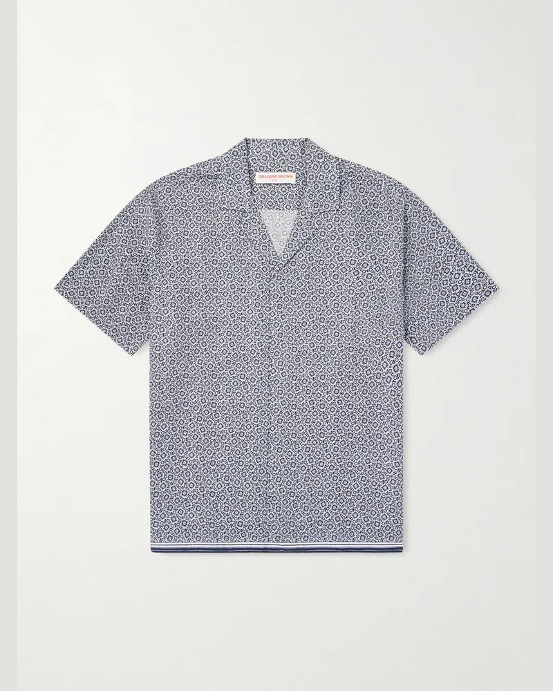 Orlebar Brown Maitan Camp-Collar Printed Lyocell Shirt Blue
