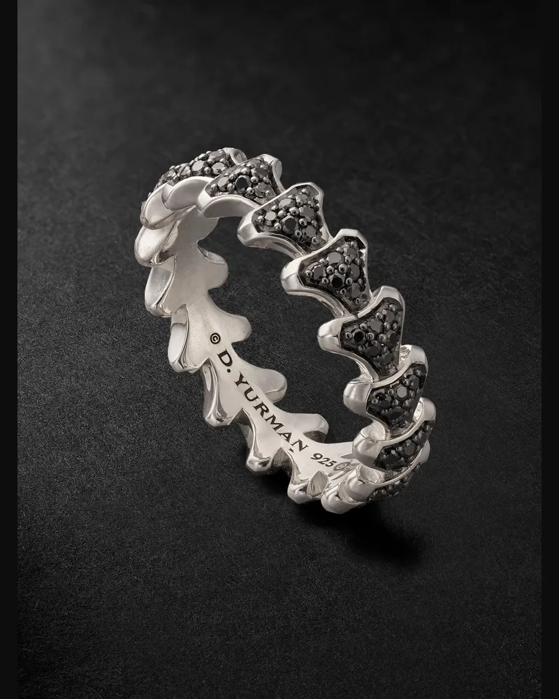 David Yurman Armory Sterling Silver Diamond Ring Silver