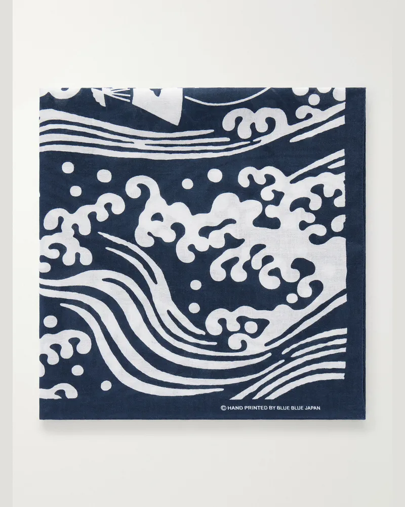 Blue Blue Japan Printed Cotton Scarf Blue