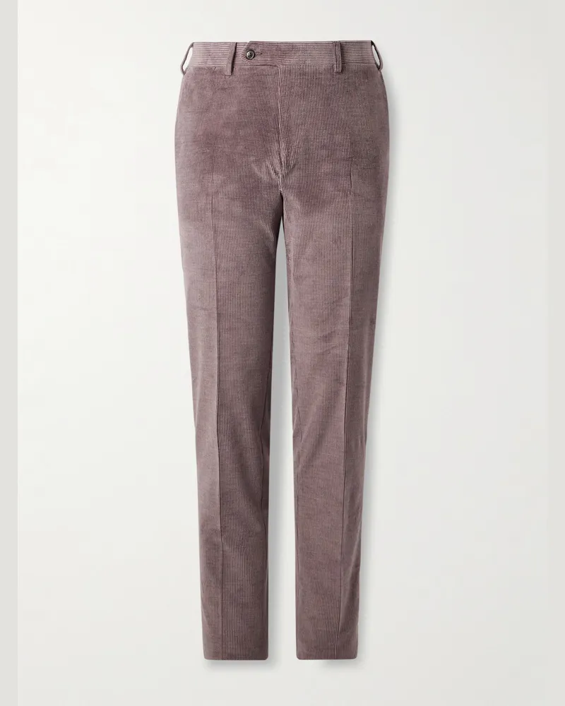 Canali Schmal zulaufende Cordhose aus einer Baumwollmischung Pink