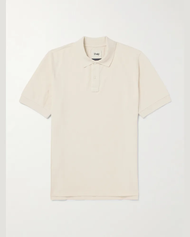 Drake's Cotton-Piqué Polo Shirt Neutrals