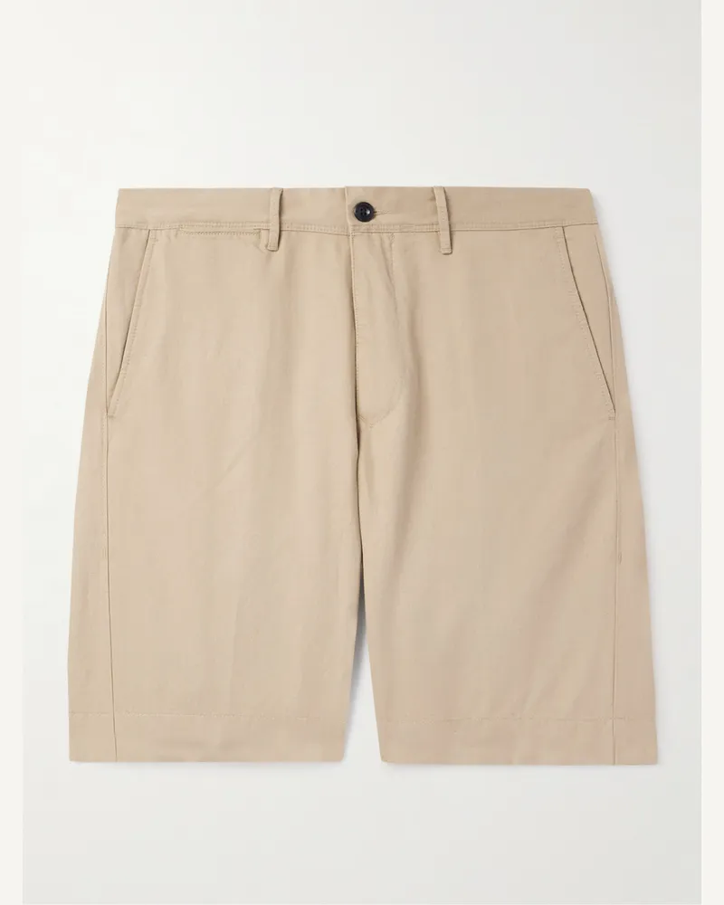 Incotex Gerade geschnittene Bermudashorts aus Twill aus einer Leinen-Baumwollmischung Neutral