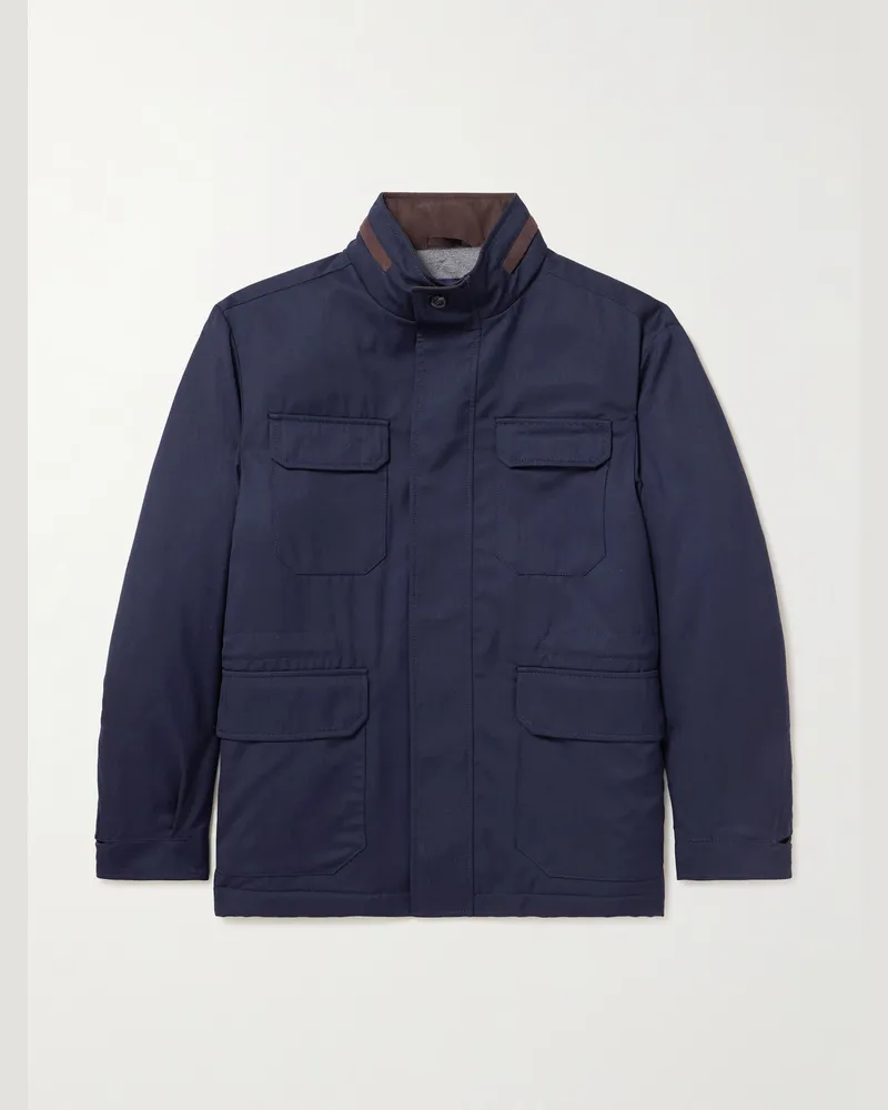 N.Peal Stanley Tucci Wool-Blend Field Jacket Blue