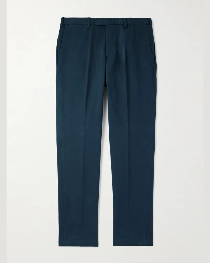Thom Sweeney Straight-Leg Cotton-Twill Trousers Blue