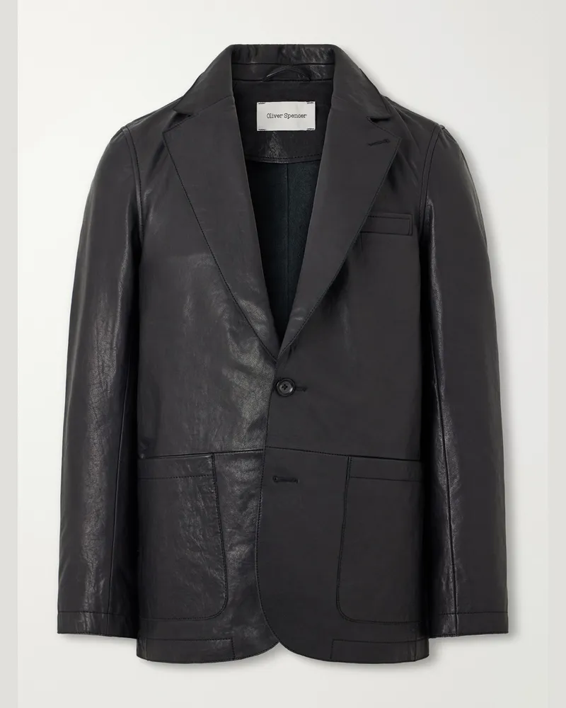 Oliver Spencer Westbury Leather Blazer Black