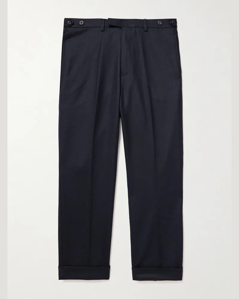 Beams Plus Ivy Cropped Tapered Brushed Wool-Blend Twill Suit Trousers Blue