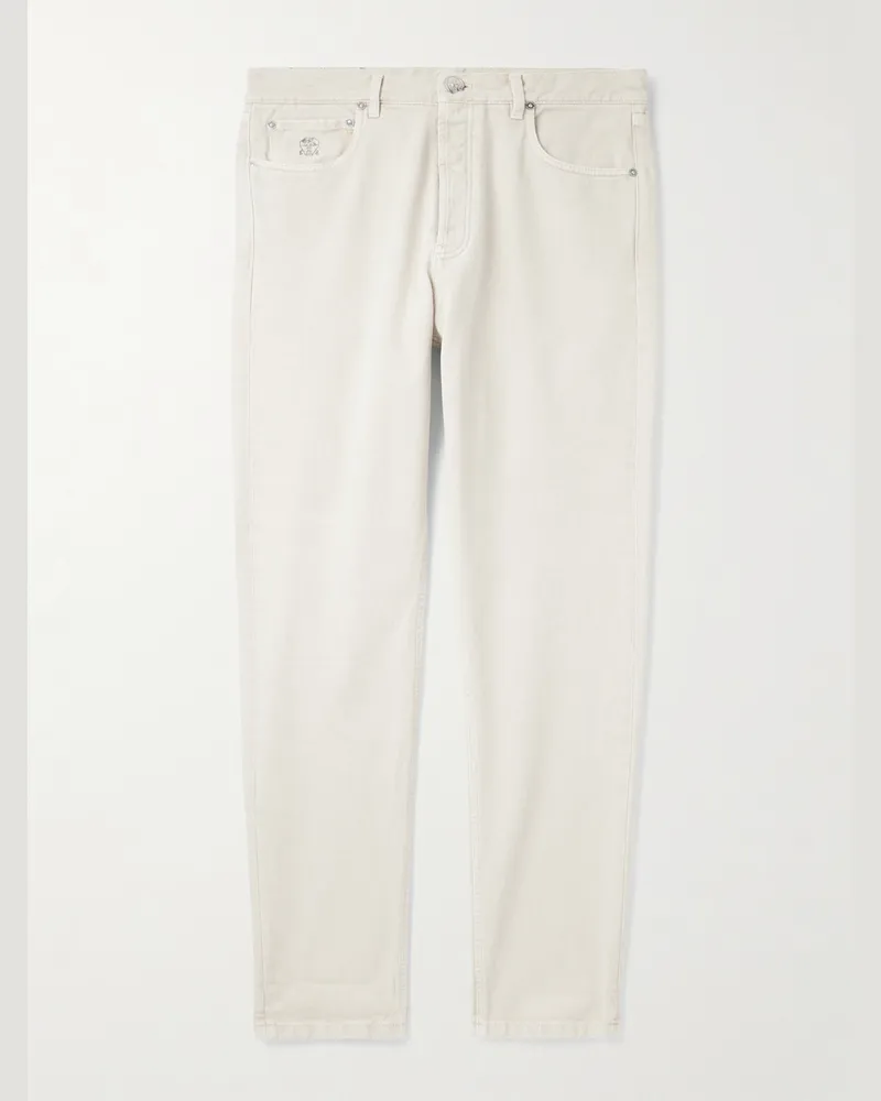 Brunello Cucinelli Straight-Leg Jeans Neutrals