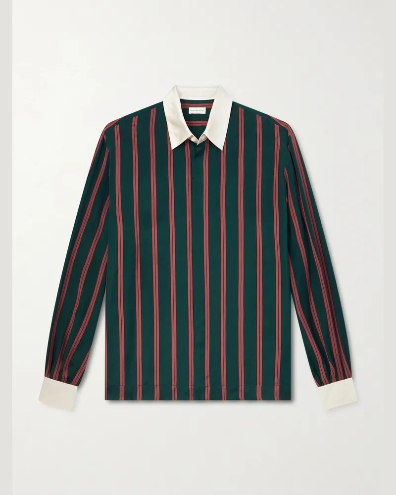Dries van Noten Hemd aus gestreiftem Satin Grün