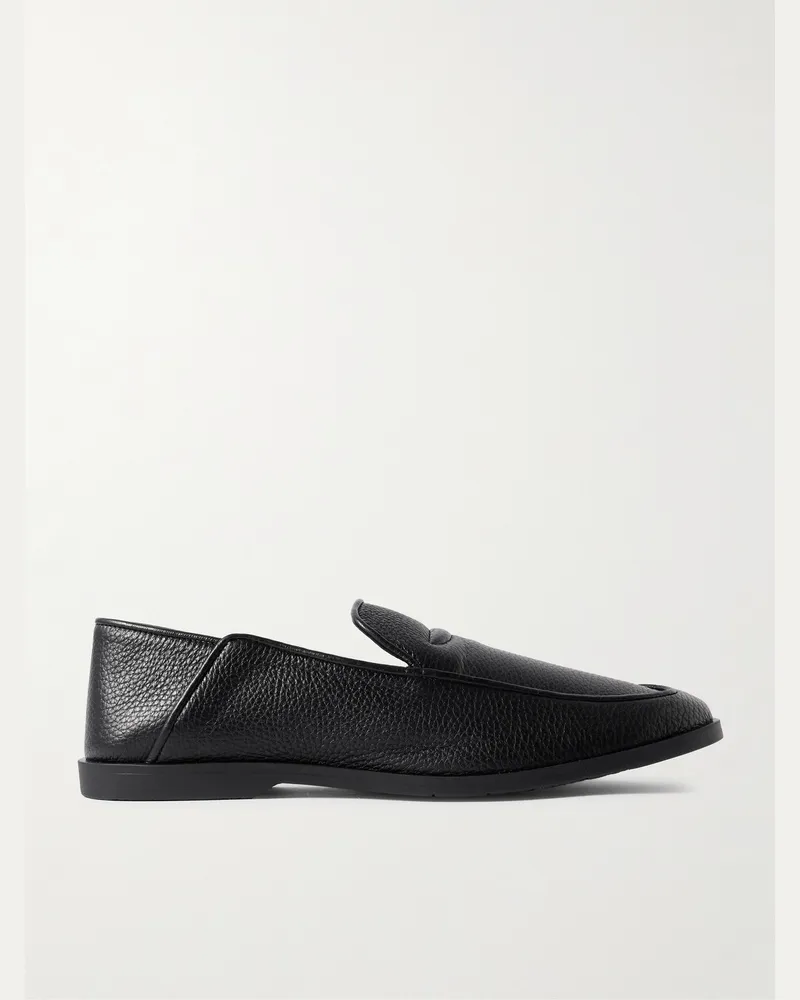 George Cleverley Mayfair II Collapsible-Heel Deerkskin Loafers Black